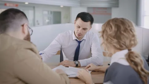 A solid sales manager of a large financial company concludes an agreement with a Video stock 202263995