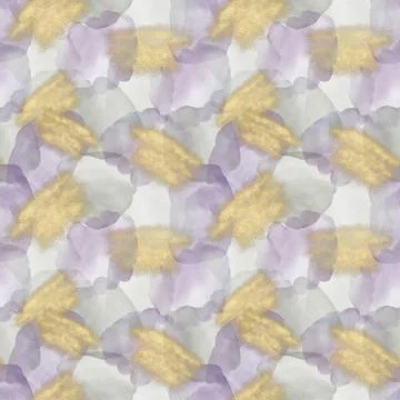 A solid seamless pattern of watercolor spots, gray and purple with strokes of Stock Illustration