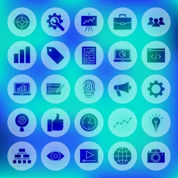 Solid SEO Circle Web Icons Stock Illustration
