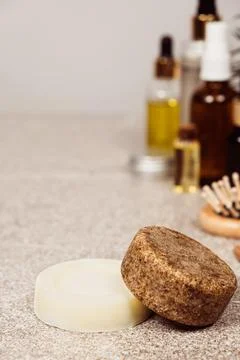 Solid shampoo and conditioner for hair. Natural eco-friendly organic cosmetics Photos
