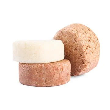 Solid shampoo bars on white background. Hair care 写真素材