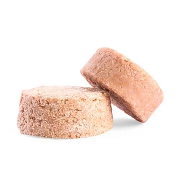 Solid shampoo bars on white background. Hair care Foto stock