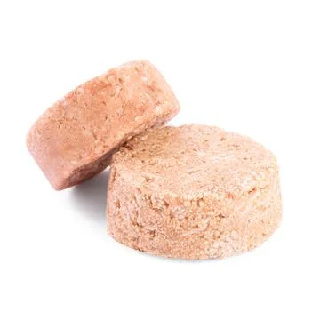 Solid shampoo bars on white background. Hair care Foto stock