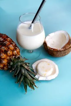 Solid shampoo with coconut and pineapple Pina colada hair care Spa Stock Photos