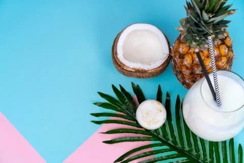 Solid shampoo with coconut and pineapple Pina colada hair care Spa Stock Photos
