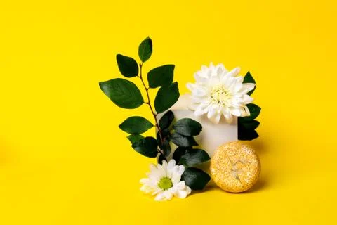 Solid shampoo with the smell of flowers Stock Photos
