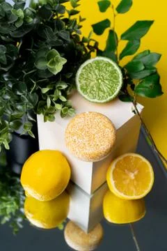 Solid shampoo with the smell of limongrass lime lemon Foto stock
