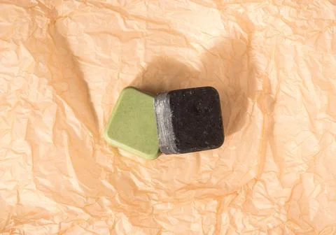 Solid shampoo soap conditioner bar, natural body care eco friendly products 스톡 사진