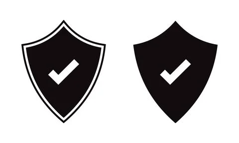 Solid Shield Icons Collection. Security Protection Badge Shapes Ilustración de archivo