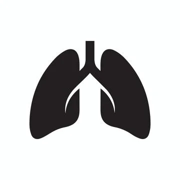 Solid silhouette icon of human lungs for medical context with respiratory Stock Illustration