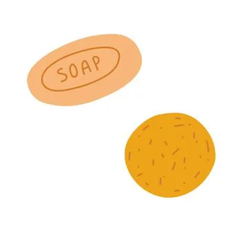 Solid soap and shampoo in cartoon flat style isolated on white background 스톡 일러스트