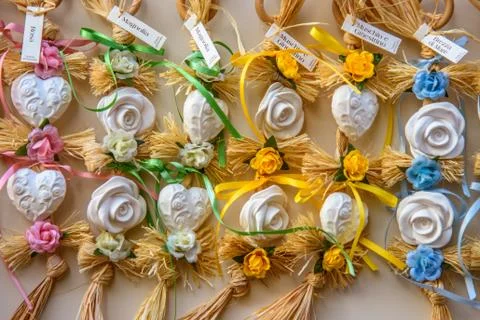 Solid soap packed in various colors Stock Photos