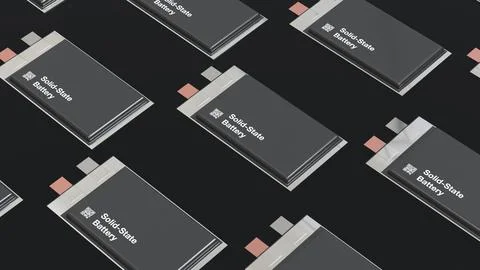 Solid state batteries for cars, development groundbreaking SSB pouch cell s.. Stock Photos