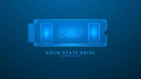 Solid State Drive computer memory. Vector illustration with light effect an.. Stock Illustration