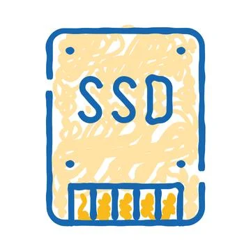 Solid state drive data storage technology doodle Illustrazione stock