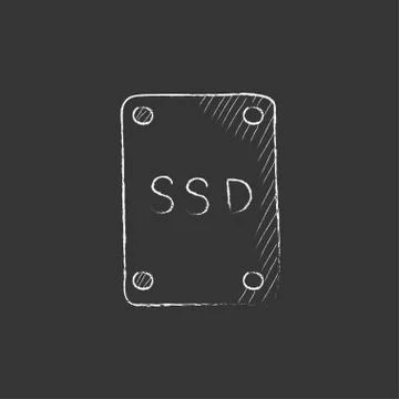 Solid state drive. Drawn in chalk icon 스톡 일러스트