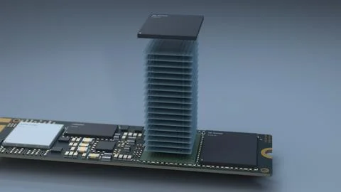 Solid state drive flash memory chip stack three-dimensional structure diagram Stock Illustration