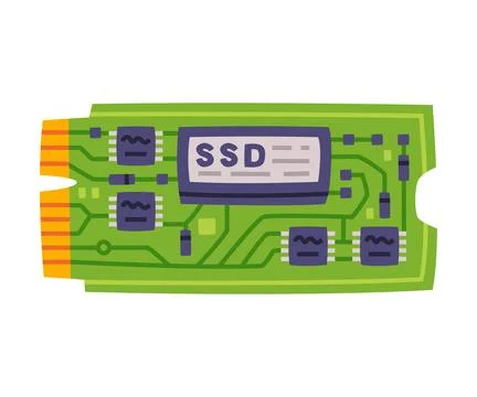 Solid-state Drive as Personal Computer Accessory and Component Vector Stock Illustration