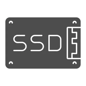 Solid state drive solid icon. Data memory storage, hard drive symbol, glyph 스톡 일러스트