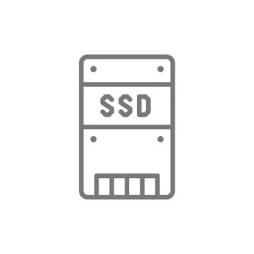 Solid state drive, SSD, storage disk line icon. Stockillustratie