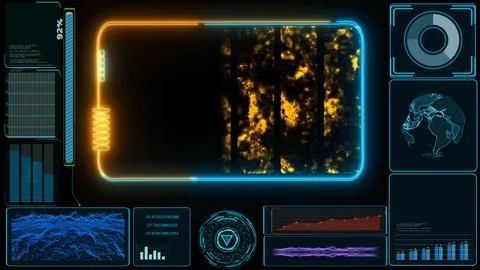 Solid state powerful battery laser border orange blue loop energy and fast .. 写真素材