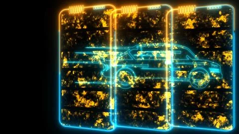 Solid state powerful battery laser border orange and blue loop energy fast .. Stock Photos