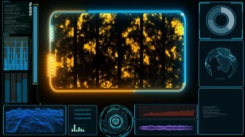 Solid state powerful battery laser border orange blue loop energy and fast .. Stock Photos