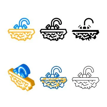 Solid stone washbasin color icon vector variants Stock Illustration