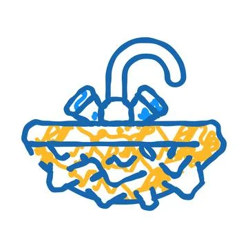 Solid stone washbasin icon doodle illustration Illustrazione stock
