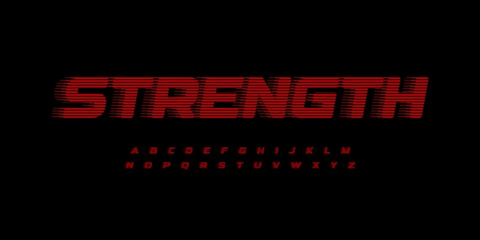 Solid Strength Futuristic Font Line Halftone Blur Logo Alphabet, Bold Italic Red Stock Illustration