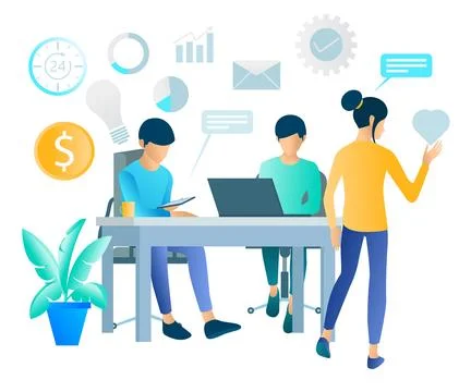 A solid team of workers at work Stock Illustration