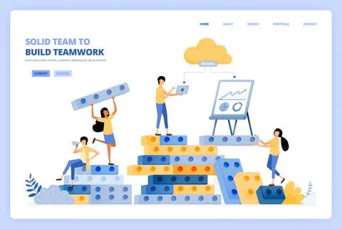 Solid teamwork in building relationships. brainstorming in build success. vec Stock Illustration