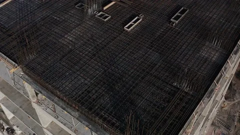 Solid walls of concrete. The framework for the walls. Formwork for walls made of Stock Footage 164250647