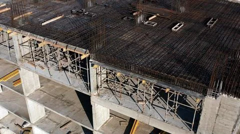 Solid walls of concrete. The framework for the walls. Formwork for walls made Stock Photos