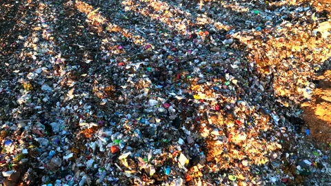 Solid waste disposal on landfill. Landfill with solid household waste. Stock Footage 219865652