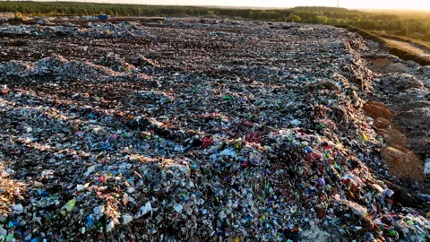 Solid waste disposal on landfill. Landfill with solid household waste. Stock Footage 219866879
