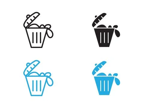 Solid waste icon black and white vector outline sign Stock Illustration