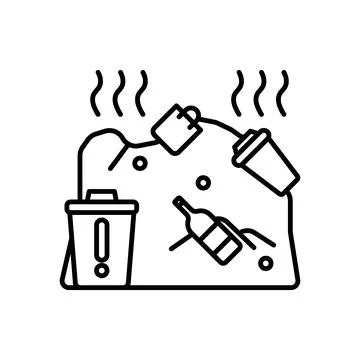Solid waste icon linear logo mark in black and white Stock Illustration