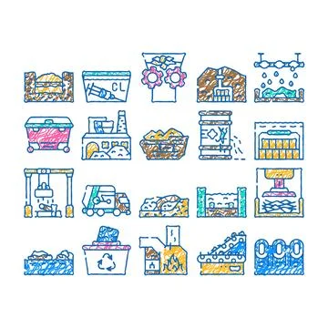 Solid waste management business icon hand drawn Stock Illustration