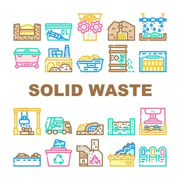 Solid Waste Management Business Icons Set Vector Stock Illustration