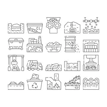 Solid Waste Management Business Icons Set Vector Stock Illustration