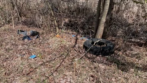 Solid waste pollution on public lands, E USA Stock Footage 194557971