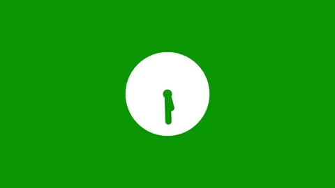 Solid white circular clock icon featuring green hands on chroma key green Stock-Footage 346824526