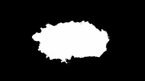 Solid white irregular blob shape isolated on deep black background, for and.. Illustrazione stock