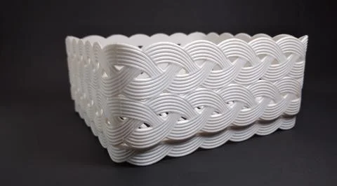 Solid white Plastic Storage Box in square shape, with woven texture, black .. Stock Photos