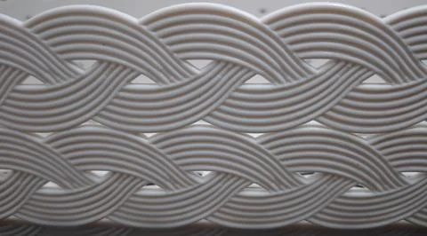 Solid white rectangular Plastic Storage Box, with woven texture, black back.. Foto stock