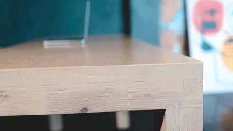 Solid wood table in the office, solid oak, luxury office furniture Stock Footage 159662236