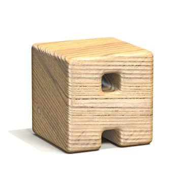 Solid wooden cube font Letter A 3D イラスト素材