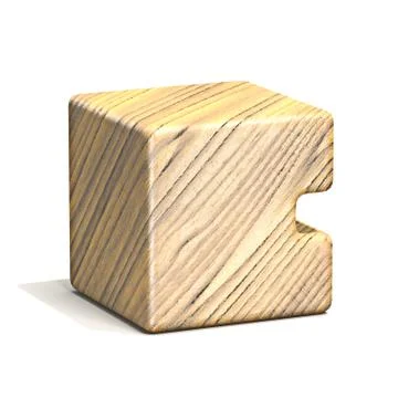 Solid wooden cube font Letter C 3D Illustrazione stock