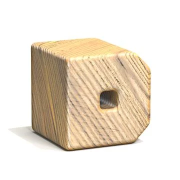 Solid wooden cube font Letter D 3D 스톡 일러스트